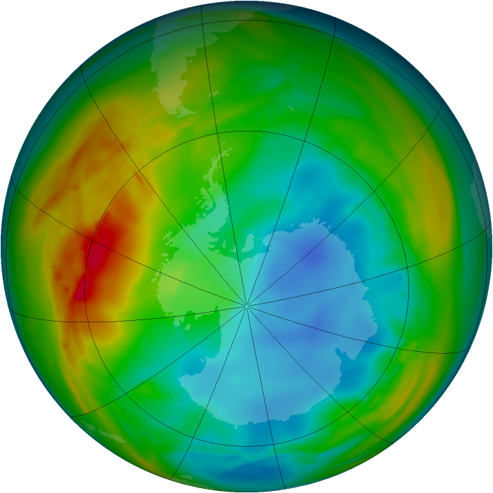 Antarctic ozone map for 18 July 2007